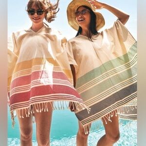 Summer TRIBE ALIVE Caftan/beach Cover-up Poncho w cottage beach vibe